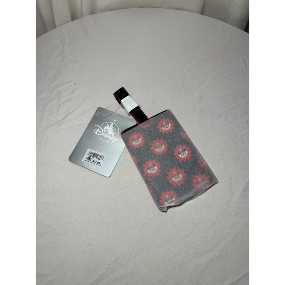 Disney Luggage Tag Black Red Minnie Mouse NWT